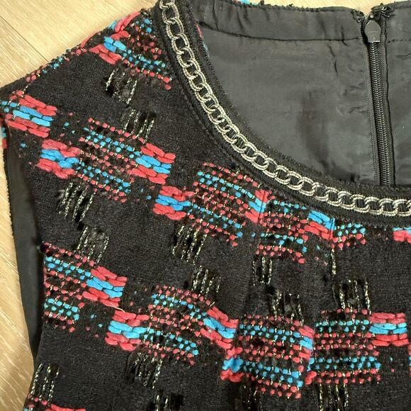 Trina Turk Womens Good Night Tweed Sleeveless Sheath Dress Black Red Blue Sz 12 - Picture 6 of 8